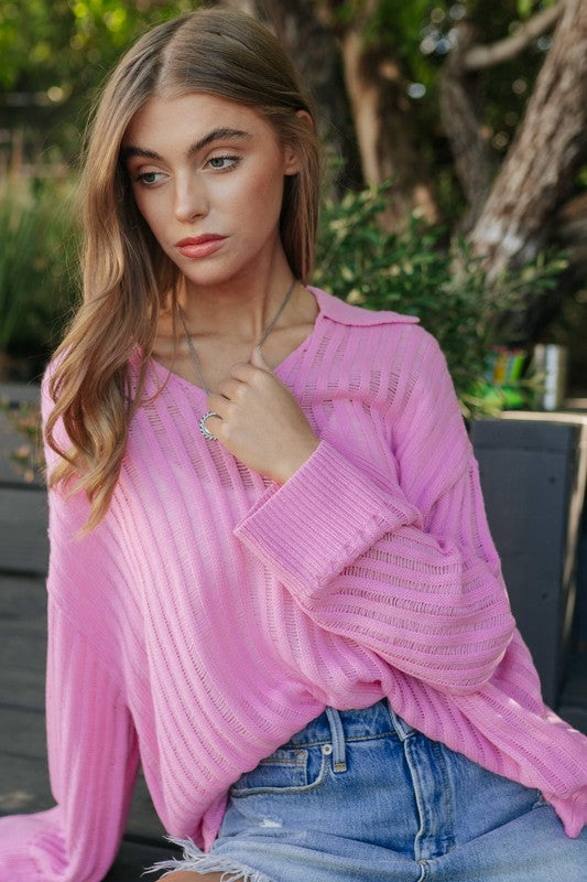 The Rosewater V Neck Loose Sweater Top