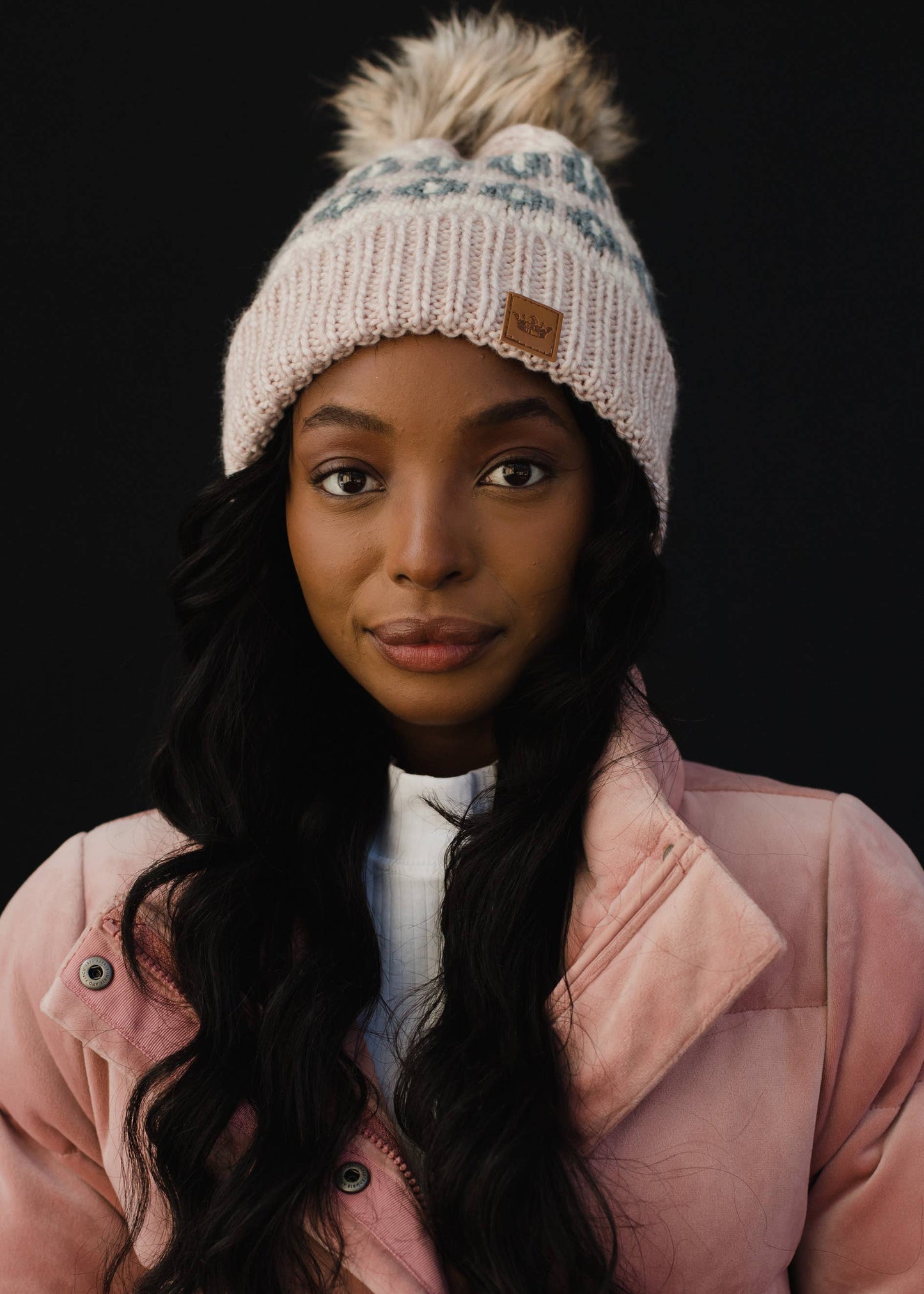 The Stay Toasty Patterned Fleeced lined Pom Hat