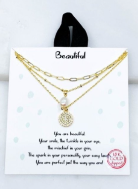 "BEAUTIFUL" Triple Layered Necklace