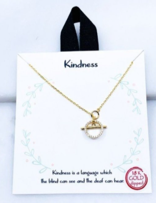 "Kindness" Dainty CZ Toggle Necklace