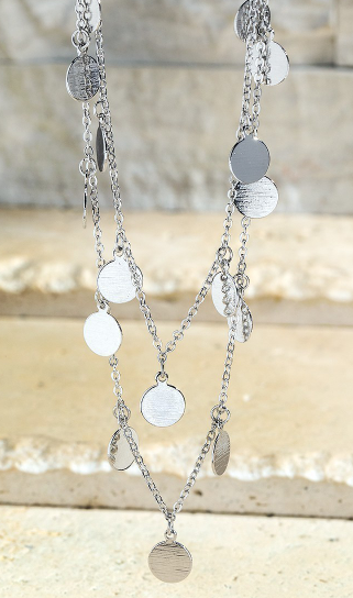 "GERALDINE" Double Layered DIsc Charm Necklace