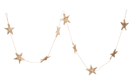 Hand-Woven Dried Natural Lata Star Garland