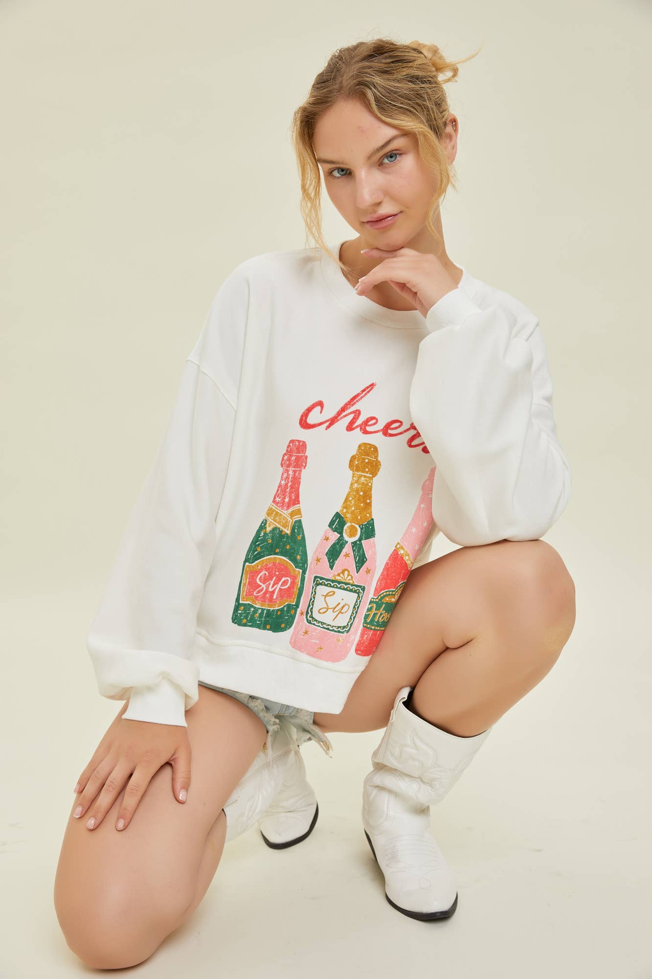 POPPIN' BOTTLES Graphic Sweater Top